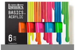 Basics acrylic colour set 6x118ml fluorescent row