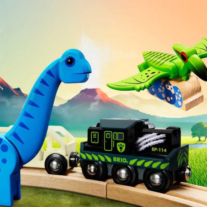 Batteridrevet tog med dinosaur