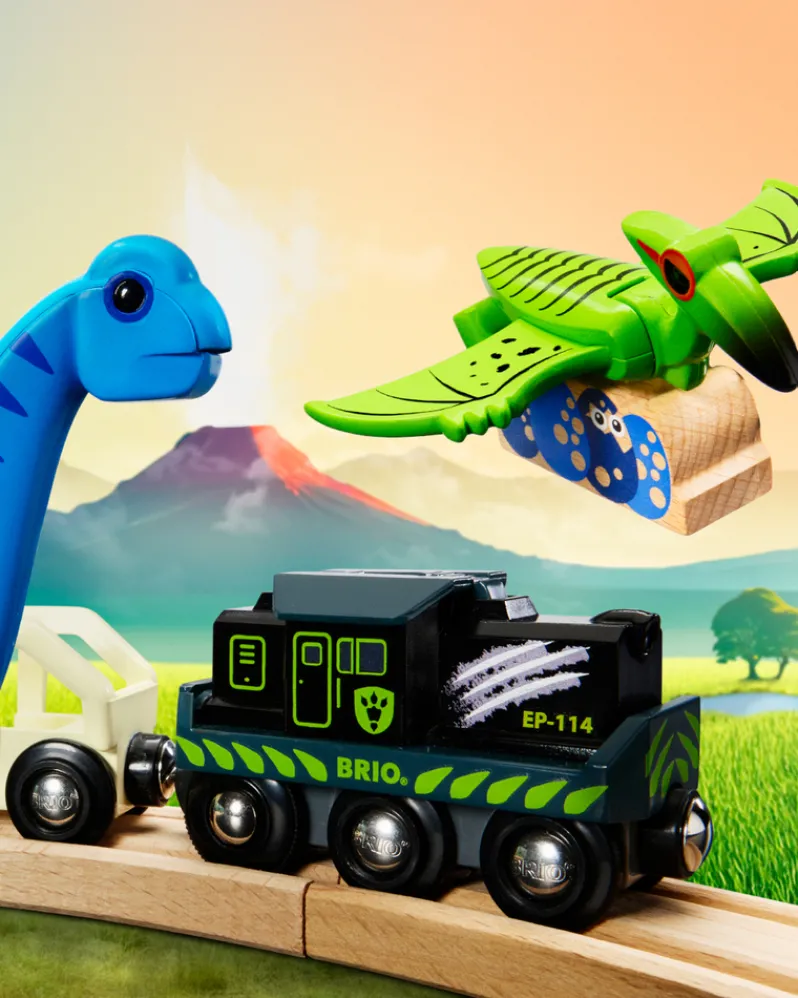 Batteridrevet tog med dinosaur