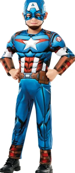Captain America Deluxe udklædningsdragt og maske str. 7-8 år
