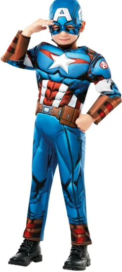 Captain America Deluxe udklædningsdragt og maske str. 7-8 år