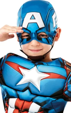 Captain America Deluxe udklædningsdragt og maske str. 7-8 år