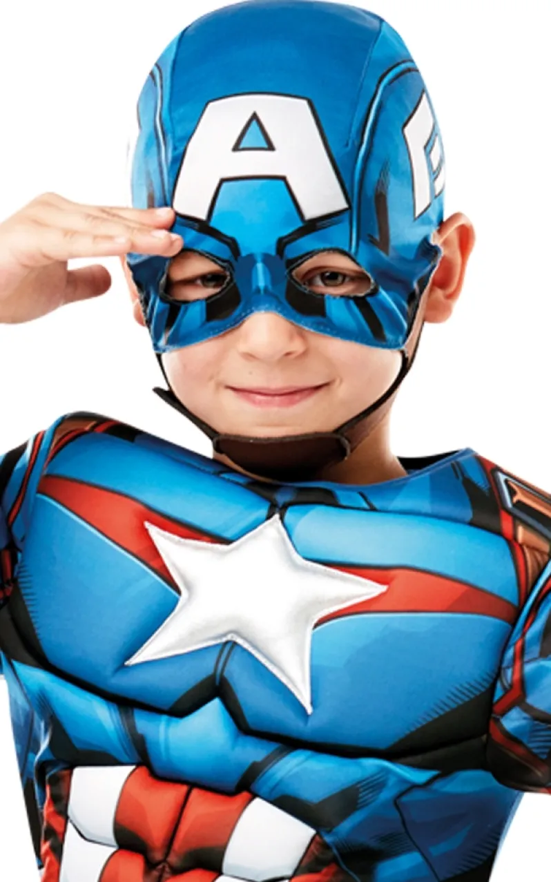 Captain America Deluxe udklædningsdragt og maske str. 7-8 år