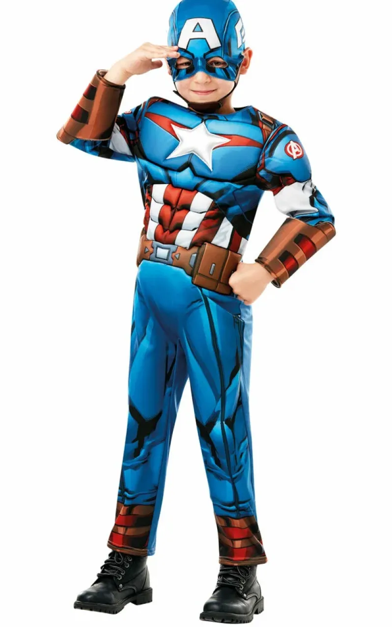 Captain America Deluxe udklædningsdragt og maske str. 7-8 år