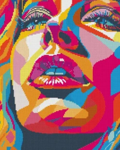 Diamond art ansigt farverig 40 x 50 cm