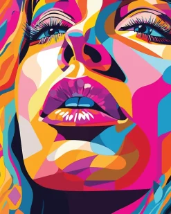 Diamond art ansigt farverig 40 x 50 cm
