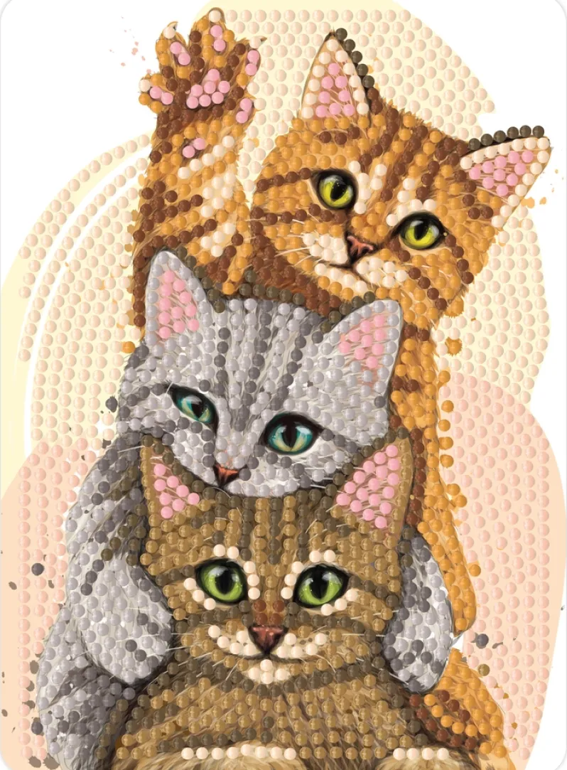 Diamond art kattekillinger 13 x 18 cm