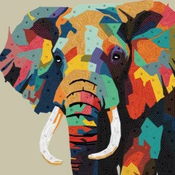 Diamond art MIX elefant farverig 40 x 40 cm