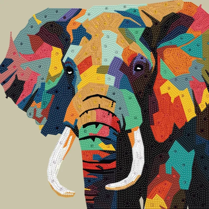 Diamond art MIX elefant farverig 40 x 40 cm