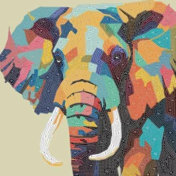 Diamond art MIX elefant farverig 40 x 40 cm