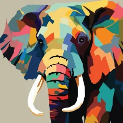 Diamond art MIX elefant farverig 40 x 40 cm
