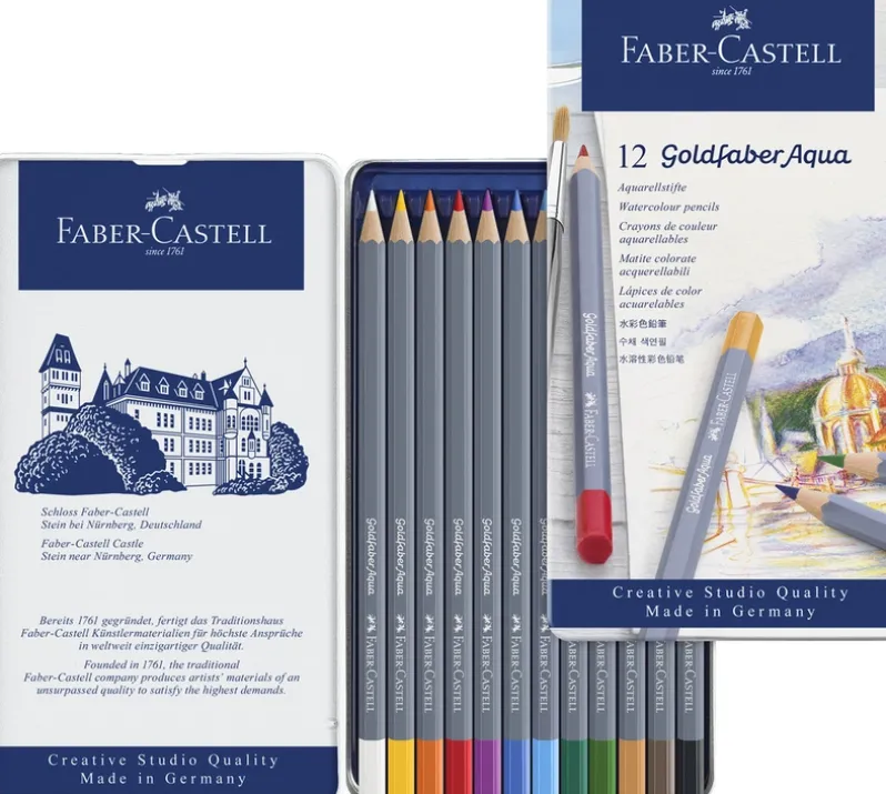 Farveblyant Goldfaber Akvarel tinæske 12 ass