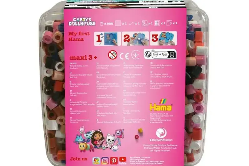 Hama maxi Gabby's Dollhouse perler og plade i bøtte