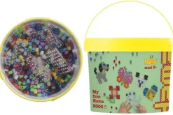 Hama maxi perler 3000stk + 4 plader i bøtte, gul
