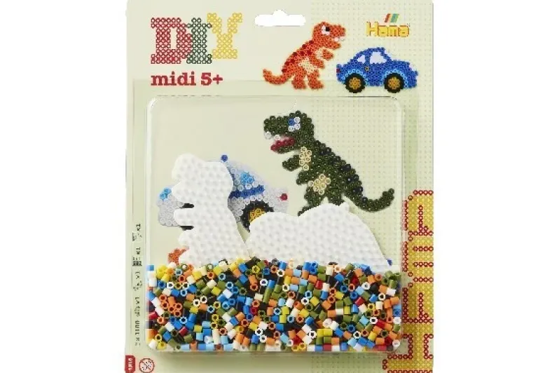 Hama midi blisterpakning bil & dinosaur