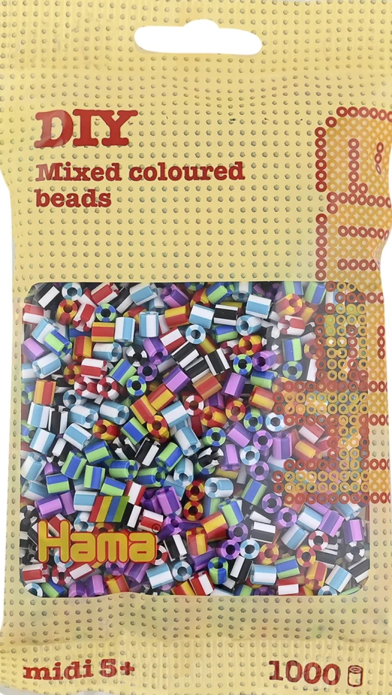 Hama midi perler 1000 stk stribet mix 90