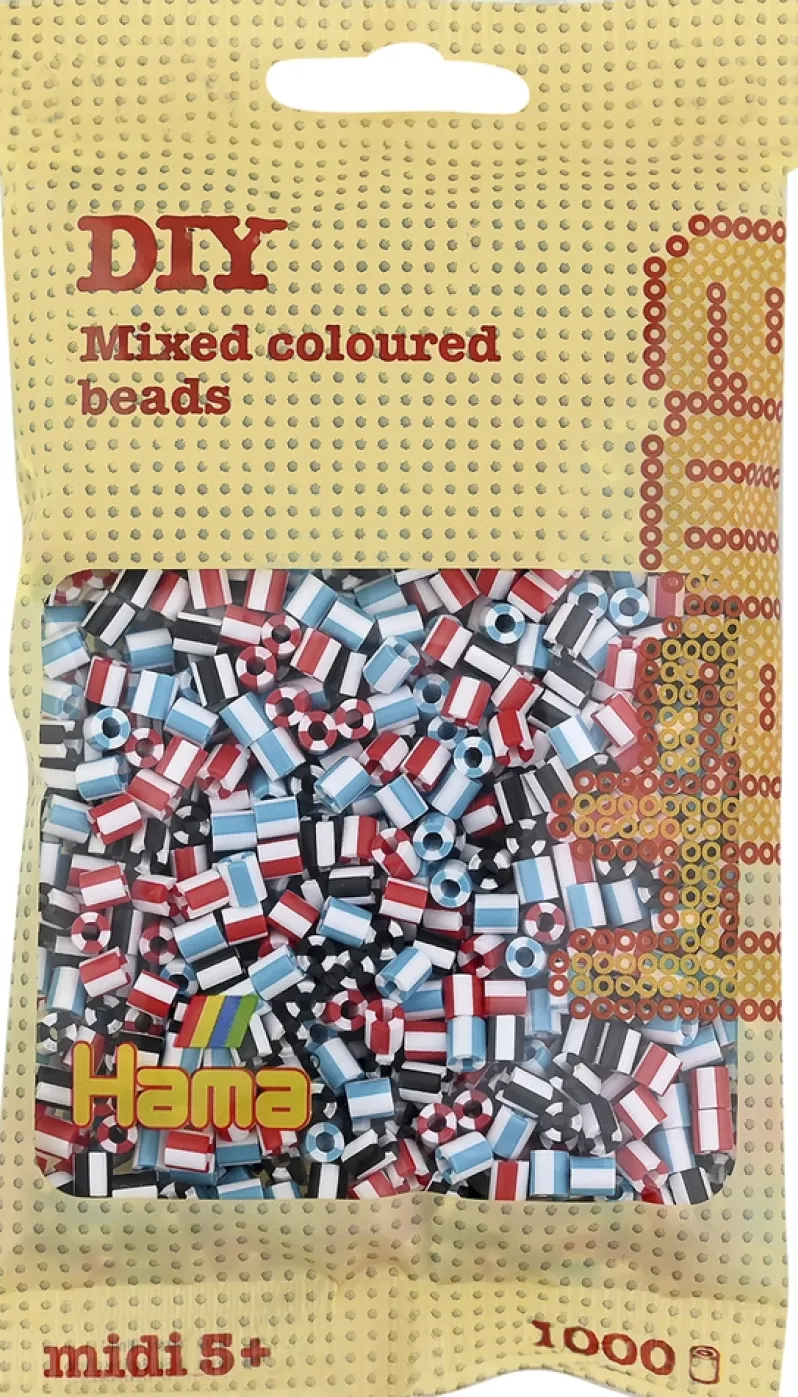 Hama midi perler 1000 stk stribet mix 91