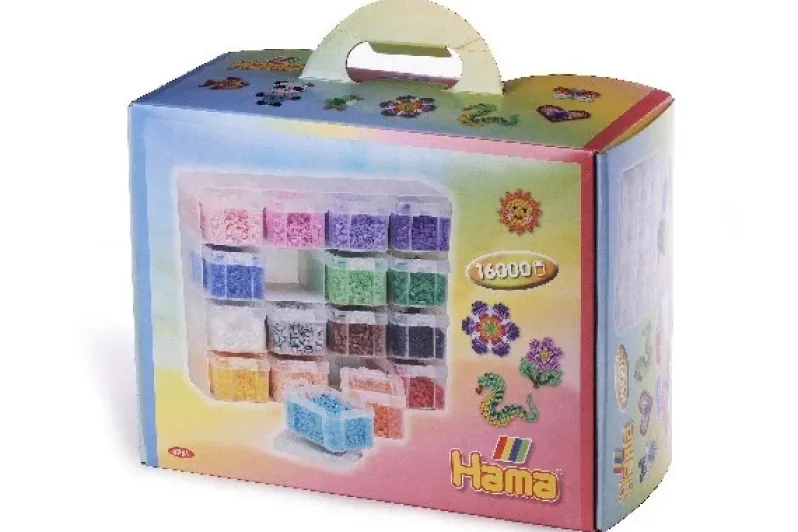Hama opbevaringsboks stor m/midi perler 16 rum