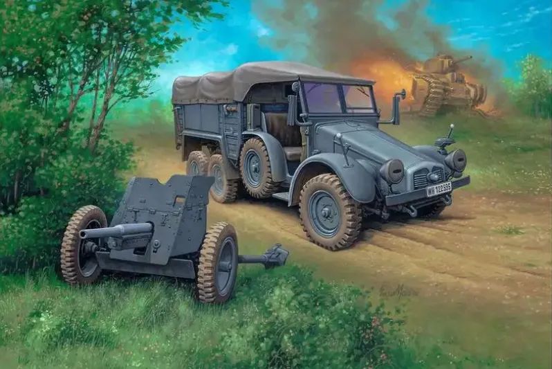 Krupp Protze KFZ 69 with 3,7cm Pak 1:76