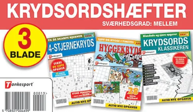 Krydsords samleposer med 3 blade. Sværhedsgrad MELLEM ***