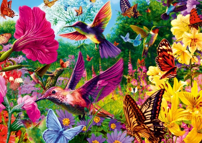 Puslespil Hummingbird garden 1000 brikker
