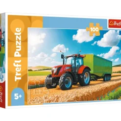 Puslespil Tractor with trailer 100 brikker