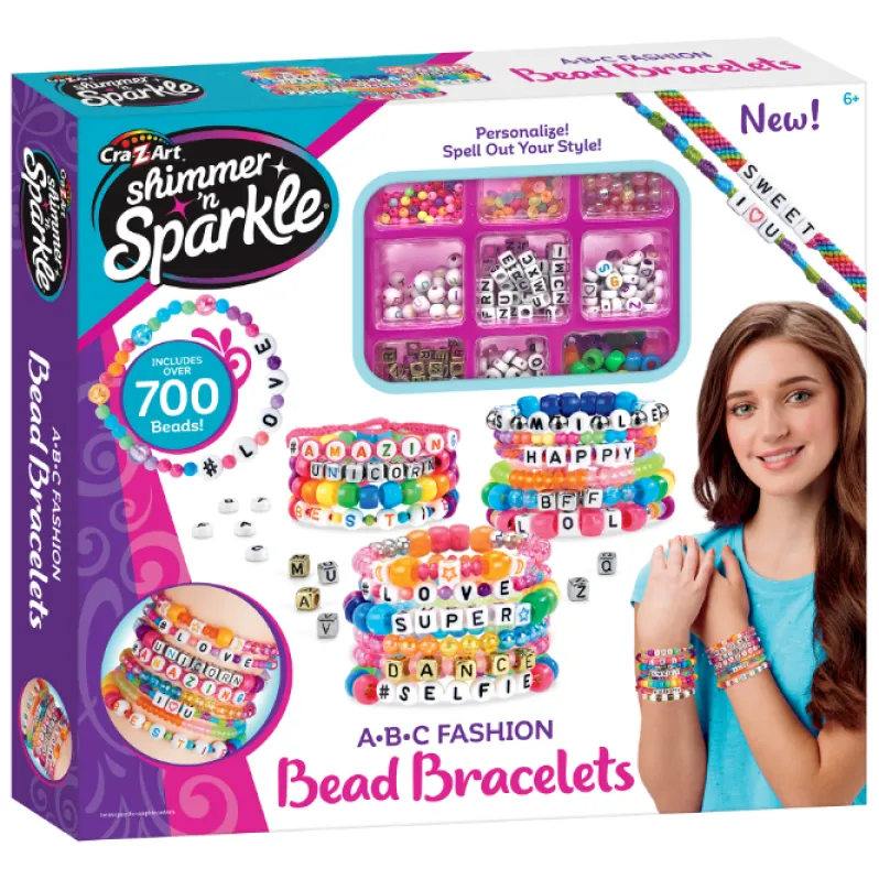 SHIMMER N SPARKLE ABC FASHION BEAD BRACELETS
