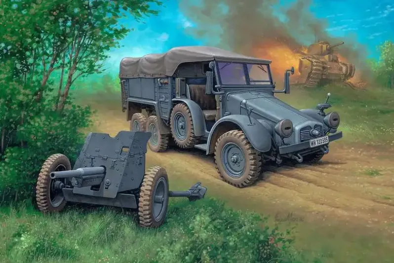 Starter kit Krupp Protze KFZ 69 w/3,7cm pak 1:76