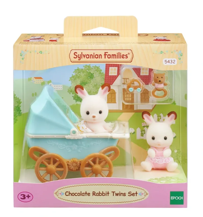 Sylvanian Families Sæt Chokoladekanin-tvillinger (barnevogn)
