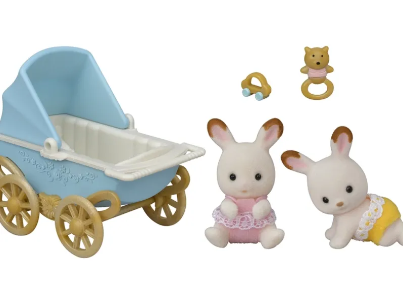 Sylvanian Families Sæt Chokoladekanin-tvillinger (barnevogn)
