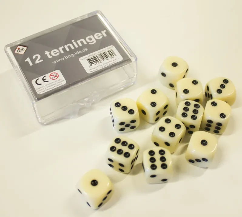 Terninger 12 stk. i æske