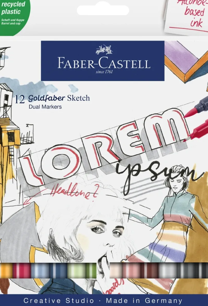 Tusser dobbelt Sketch Goldfaber 12 ass