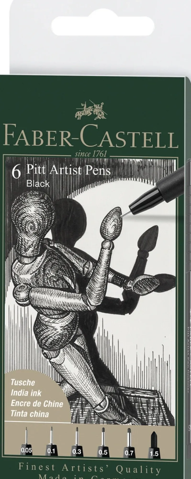 Tusser Pitt Artist Sort Ass. 6 Stk.