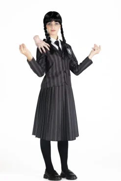 Wednesday Addams nevermore academy kostume med paryk str. 152 cm