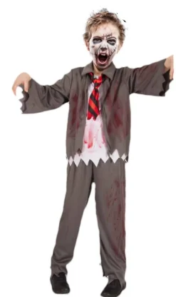 Zombie skoledreng-kostume str. 5-7 år.